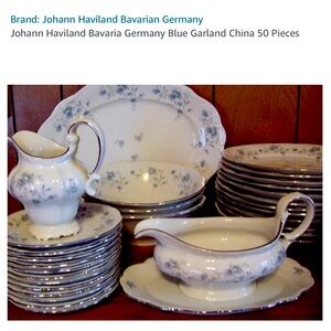 Johann Haviland Bavaria Germany Blue Garland China 50pieces.Vintage 1975 edition